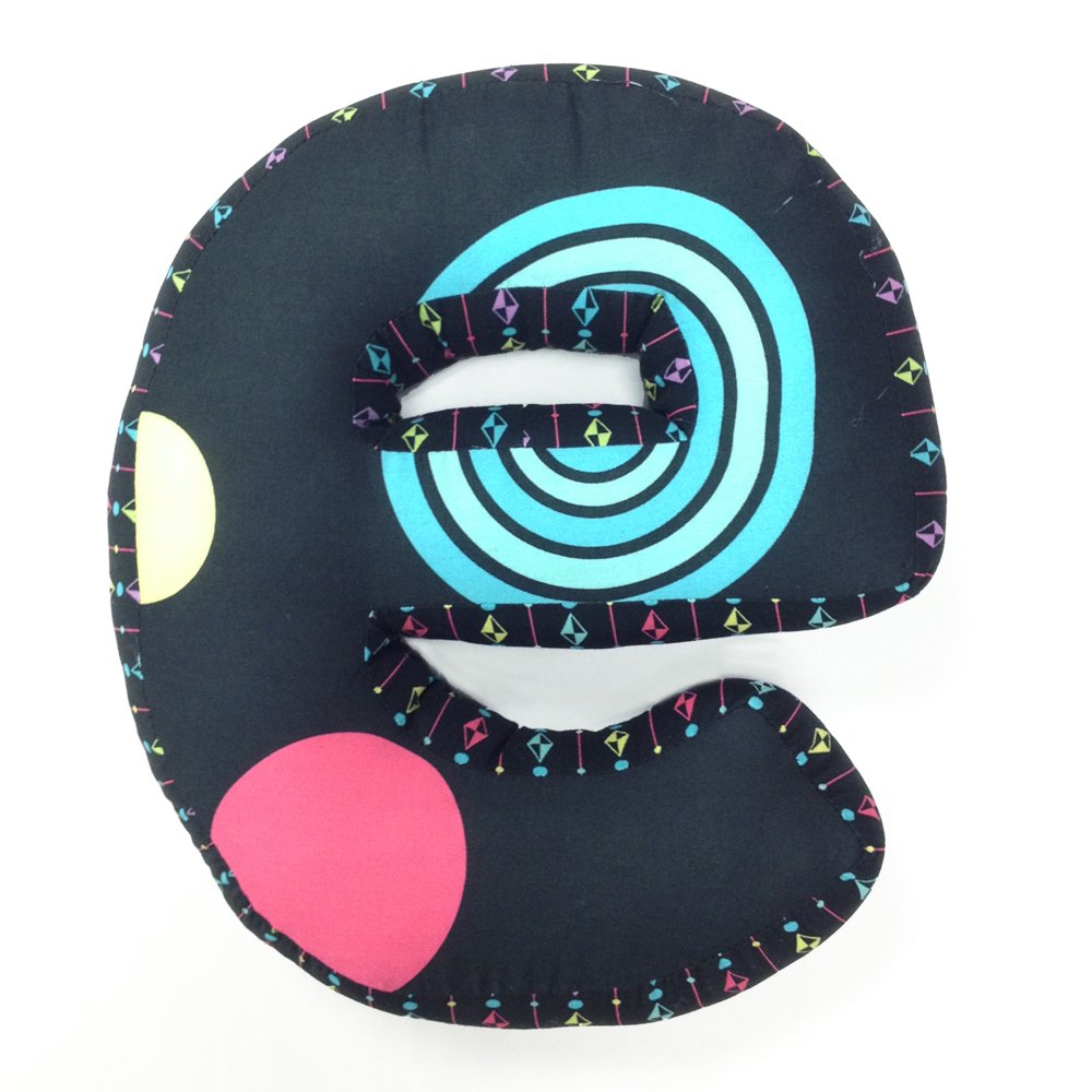 One Grace PlaceMagical Michayla Letter Pillow"E", Black, Purple and Turquoise
