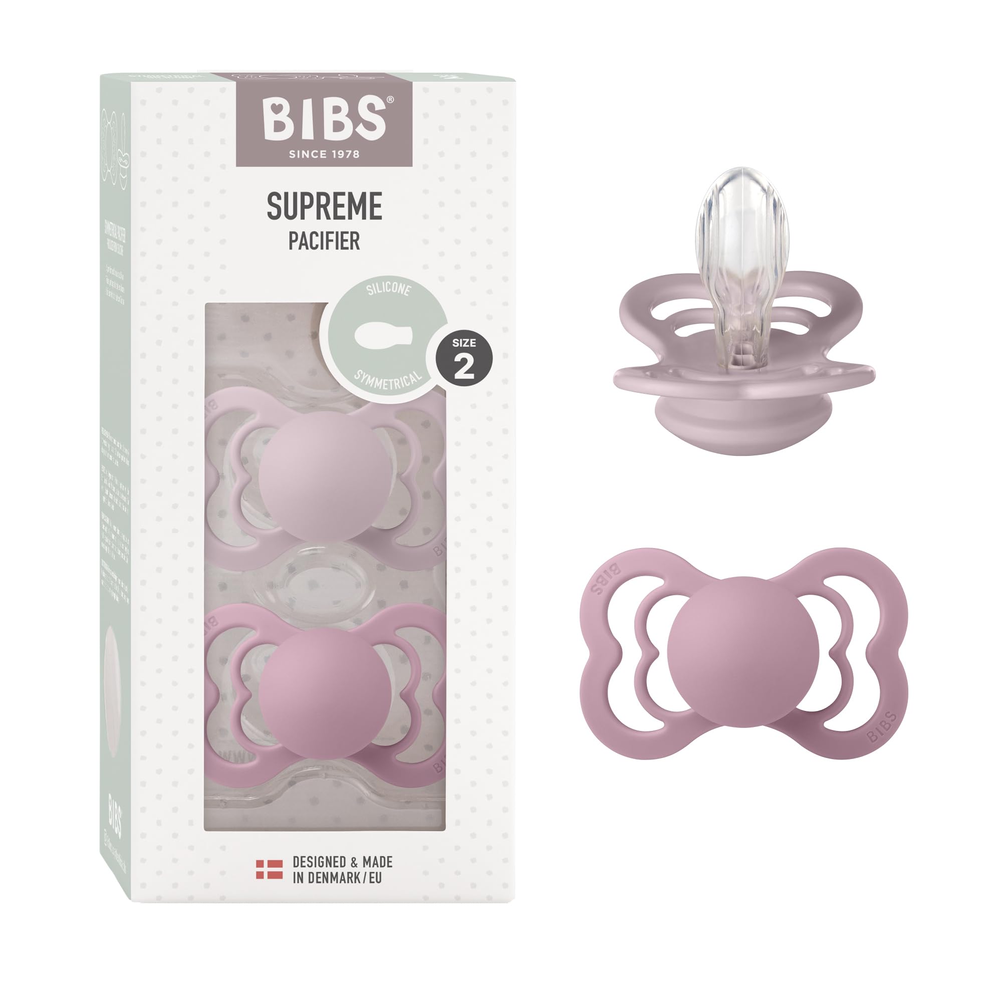 Supreme Silicone Pacifier Sz2 Toddler (+6M) 2pcs - Dusky Lilac/Heather