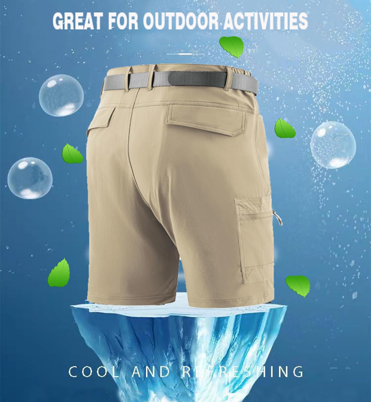 Dry Fit Cargo Golf Shorts for Men Moisture Wicking Casual Athletic Summer Beach Expandable Waist Shorts