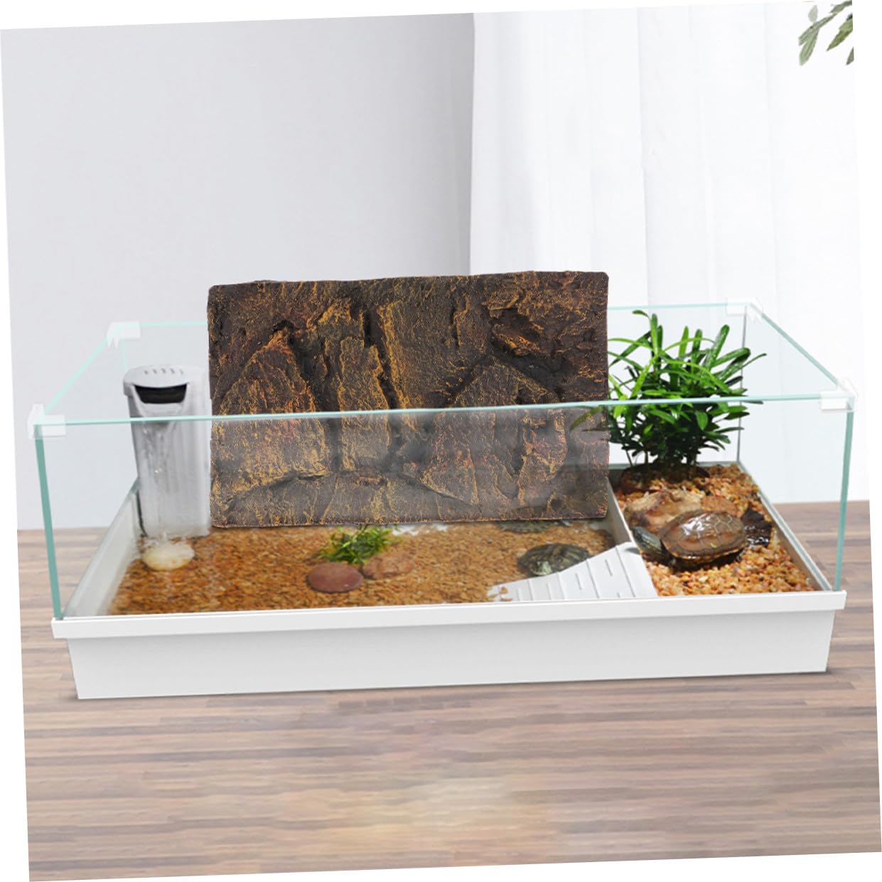 2 Pannelli Sfondo per Acquario Tartarughe in Materiale Pu 3d Altamente Realistico, Decorazione per Terrari Rettili, Adatto a Vasche per Tartarughe e Acquari di Piccoli Animali