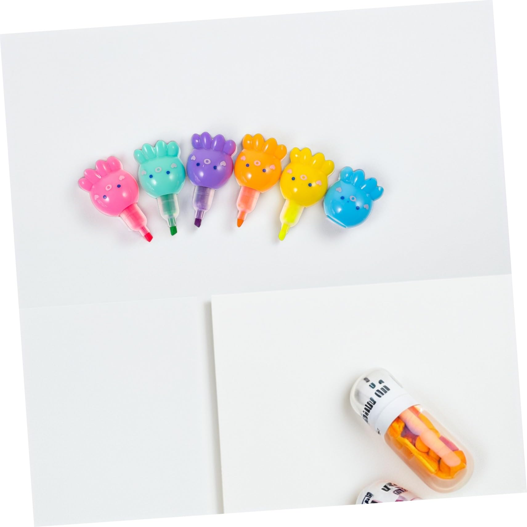 Homoyoyo 2 Set Kit di Evidenziatori Fluorescenti Impilabili di Polpo Penne Mini Colorate con Punta Larga per Scuola Ufficio e Casa