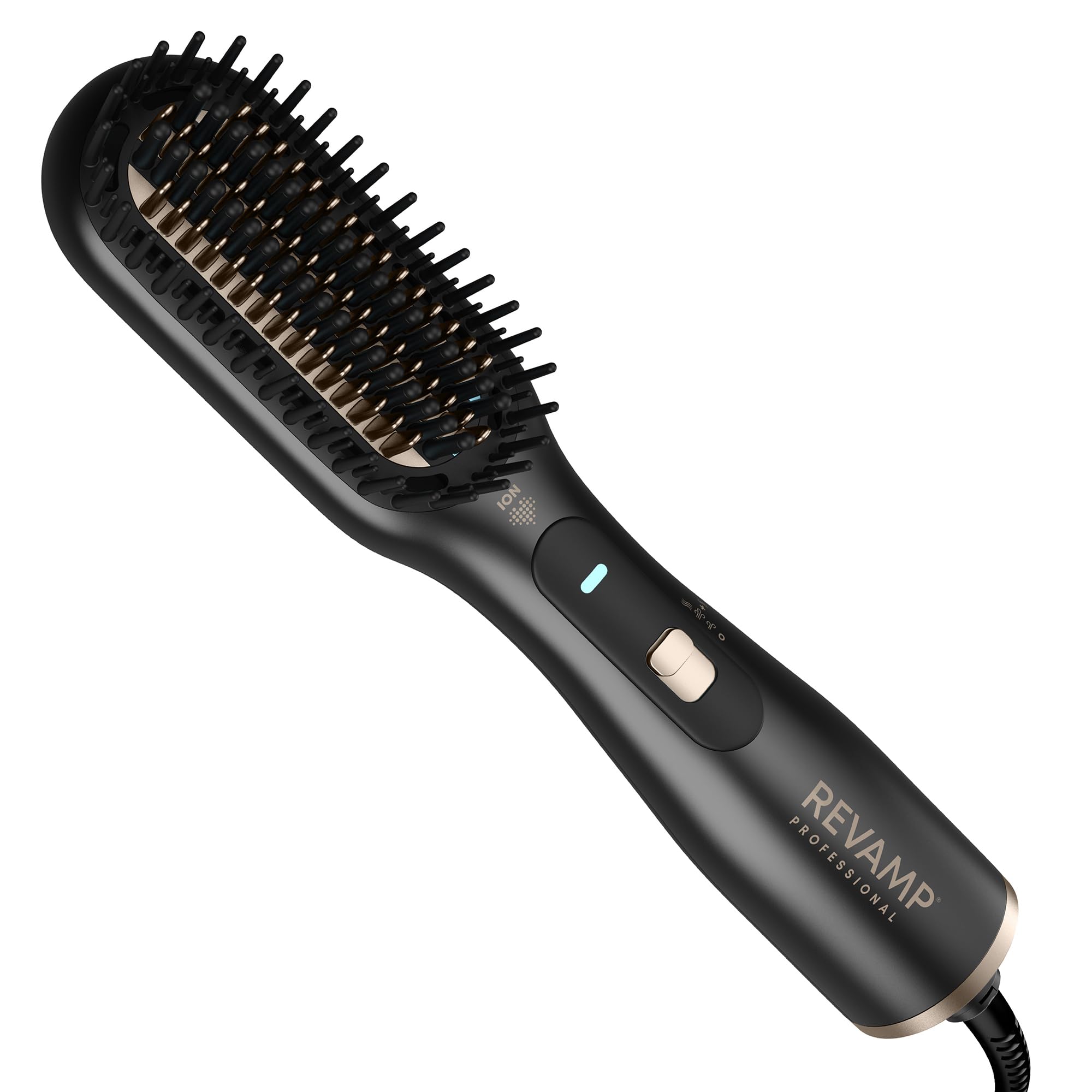 REVAMP Progloss Deepform Cepillo Alisador Cerámica - 2 en 1 | Cepillo Calentador, Aire Caliente, Cabello Húmedo y Seco, Suavidad y Brillo Profesional
