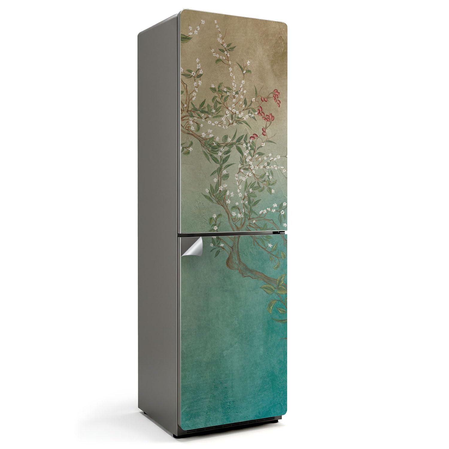 Autocollants pour frigo 60x205 cm sticker de cuisine fleuri amovible
