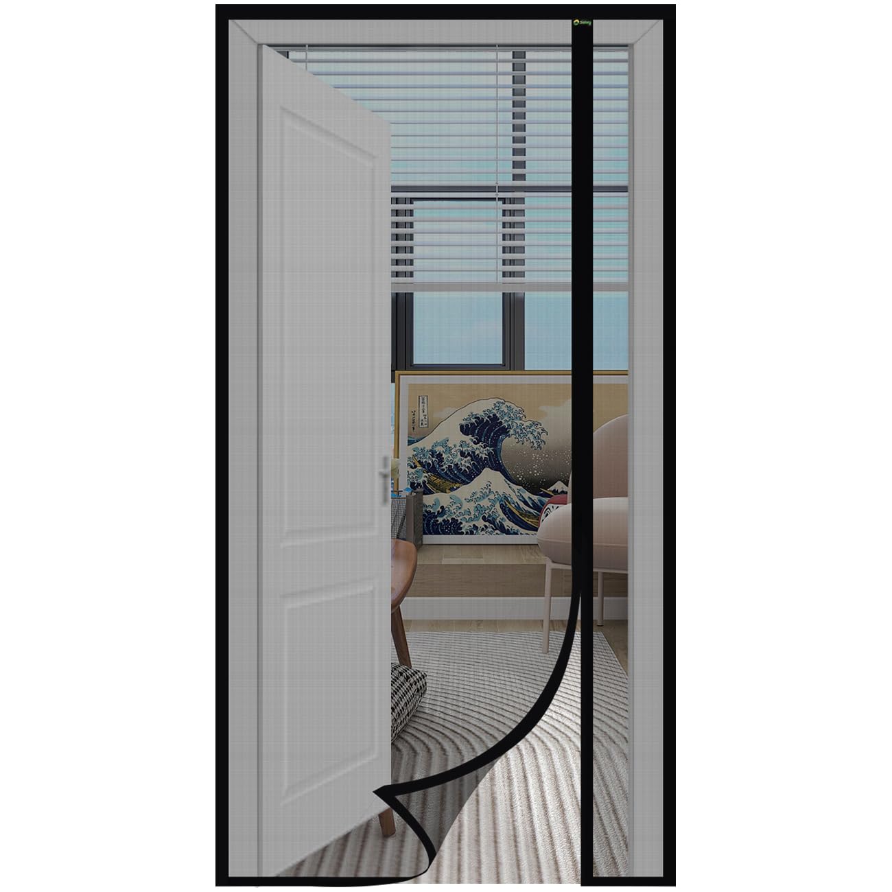 Sekey Fliegengitter Tür Vorhang Gegen Katzenkratzer, Fiberglas Magnetvorhang Insektenschutz für Seitliches Öffnen, Magnet Fliegengitter Balkontür, Einfache Installation, ohne Bohren, 100x210cm Schwarz