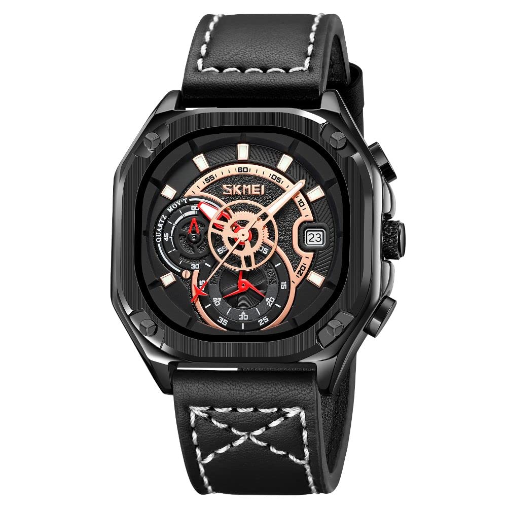 SKMEI Men Quartz Analog Watch Leather Band Waterproof Watch With Date Countdown Fashion Casual Style For Men - 9313, Dial Color-Brown, Band Color-Brown (B0C3HDQSCZ) Amazon Price History, Amazon Price Tracker