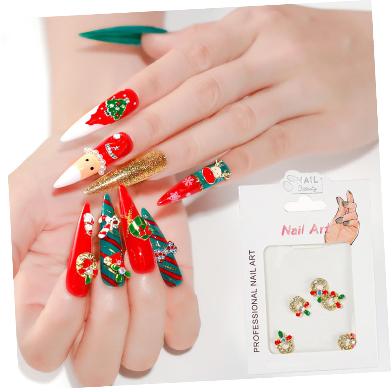 Set Accessori Unghie Candelabro Natalizio Grembiuli Da Pittura Anelli Unghie Unghie Natalizie Healeved
