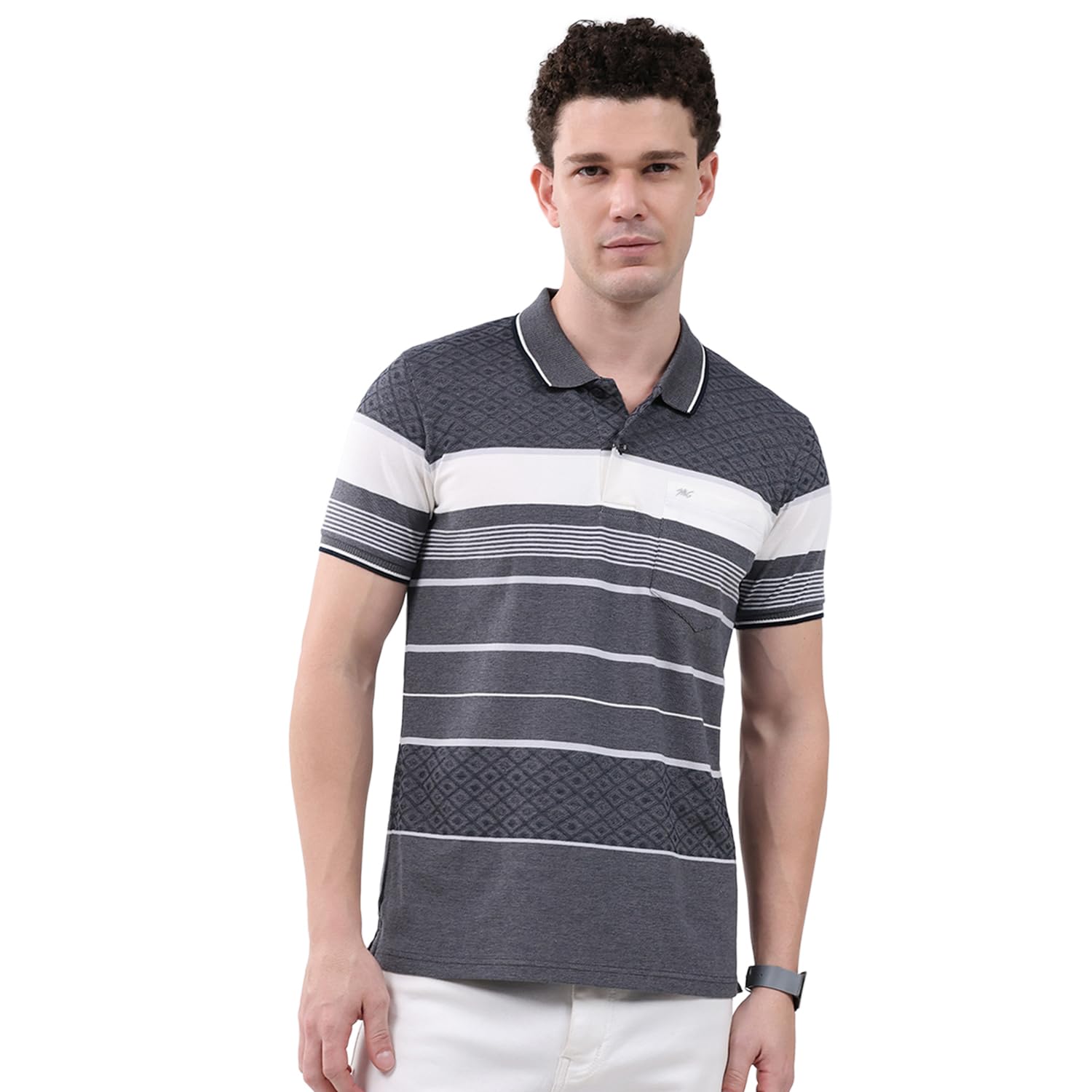 monte carlo Men’s Regular Fit T-Shirt | Collar Neck | Striped Pattern | Half Sleeve | Button Closure | Casual Wear | Stylish Lightweight Winter Tee for Men-picture-28