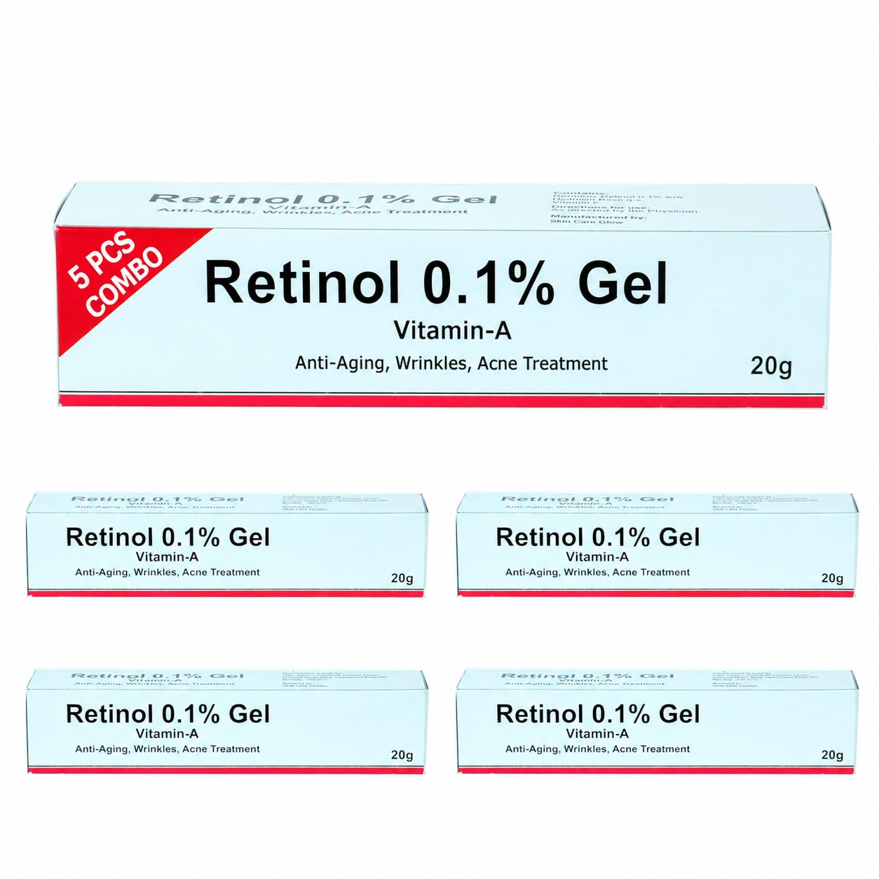 Retinol Gel 0.1% with Vitamin A, Lightweight Night Serum for Skin Texture & Smooth-Looking Skin, 20 g