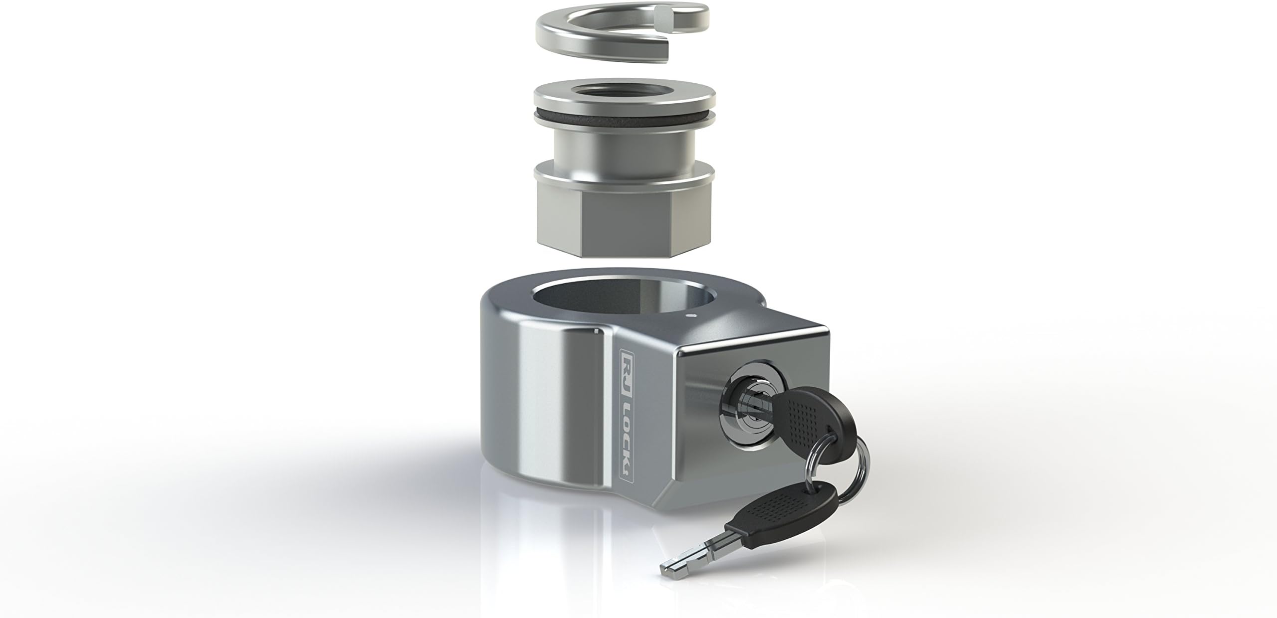 RJ Lock - Nut Replacement/Lock for Trailer Ball - Prevent Trailer Theft (Silver)