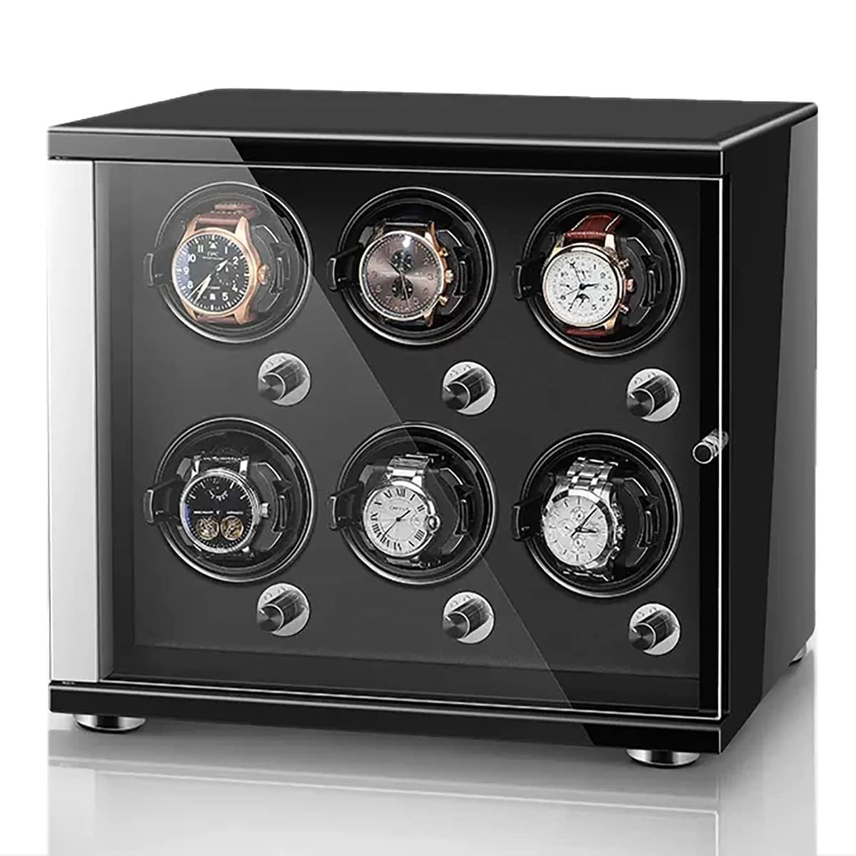 EHVYBDX Automatic Watch Winder Box for 1 2 4 6 Watches Flexible Pillow Wood Shell Piano Display Box with Quiet Motor Watch Storage Case