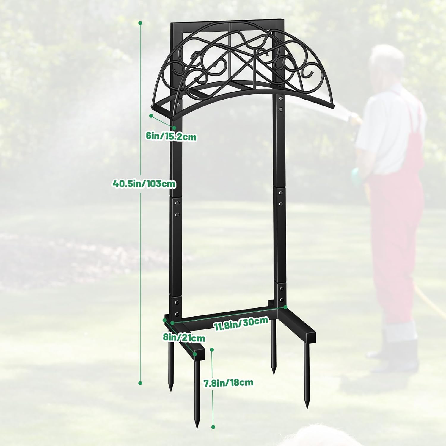 biguphate Garden Hose Holder Outside, Heavy Duty Water Hose Storage with 4 Spikes, Metal Yard Hose Hanger for 150FT Hose, Durable Lawn Hose Reel Rack