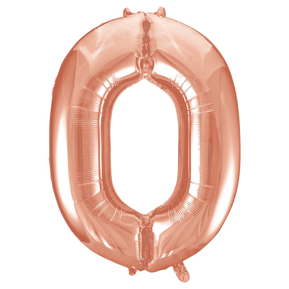 Unique Rose Gold Number 0 Shaped Large Foil Balloon (86cm) 1 Piece - Perfect for Birthday Parties and Special Events
