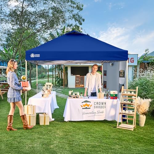 Image of CROWN SHADES Canopy Tent 10x10 Pop Up Canopy with Side Pockets, Navy Blue