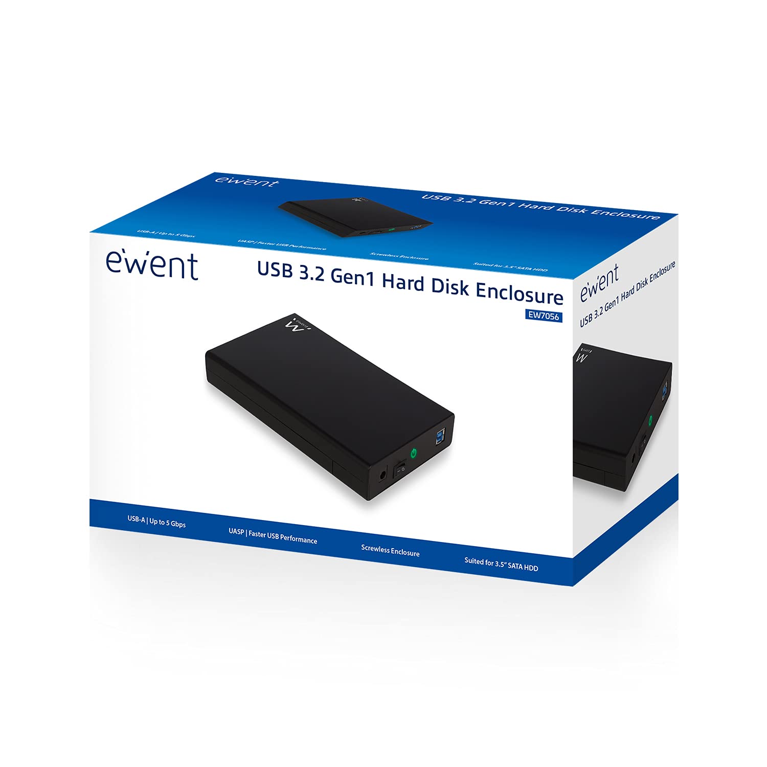 Ewent - Case Esterno Box per Disco Rigido HDD SATA da 3.5 Pollici USB 3.1 Compatibile con Sistemi Windows e Mac