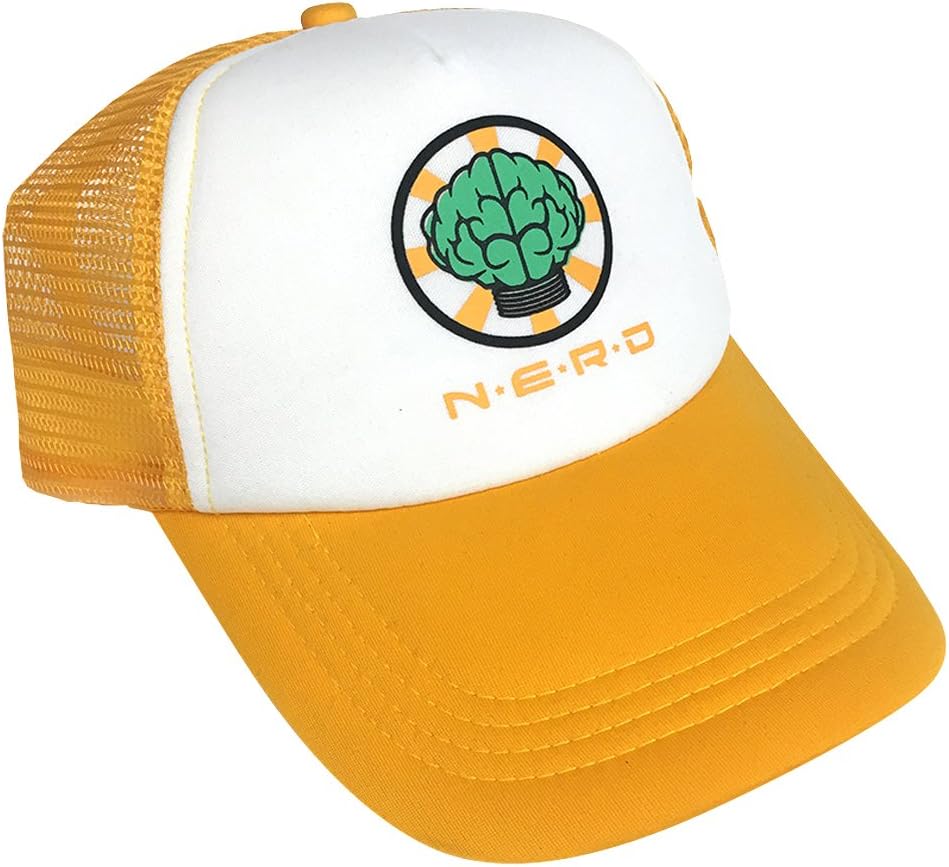 Nerd Trucker Hat Gold - N.E.R.D. Hip Hop Band - Yellow Mens Adjustable Snapback Baseball Cap - Brain Music Fan Gift