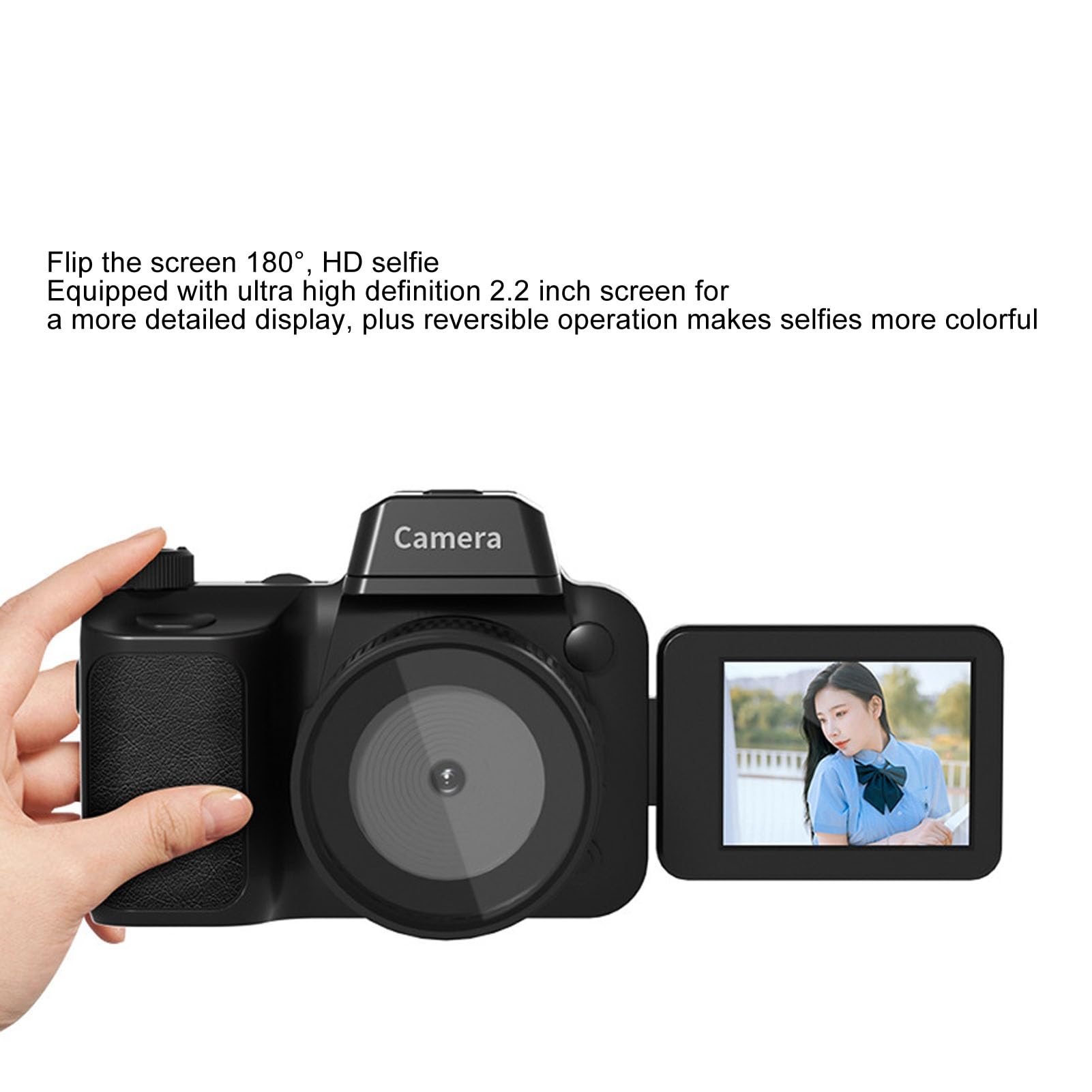 Fotocamera Digitale con Schermo Ribaltabile da 2,2 Pollici, Fotocamera Digitale 4K 16MP con Zoom Ottico 16X, Fotocamera Digitale Ricaricabile Videoregistratore Grandangolare 4K