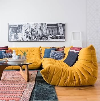 Fireside Modern Lounge Bean Bag Chair - Single Sofa Lazy Couch for Living Room & Bedroom - Dark Green Suede, One Size