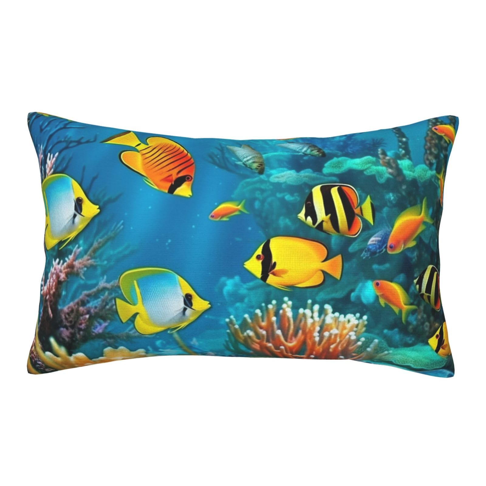 Velvet Pillowcases 20"x30" Ultra Soft Breathable Pillow Cases, Luxury Fuzzy Throw Pillow Covers with Zipper, The Underwater World Tropical Fish Pillow Shams Decorative Cushion Cases for Couch