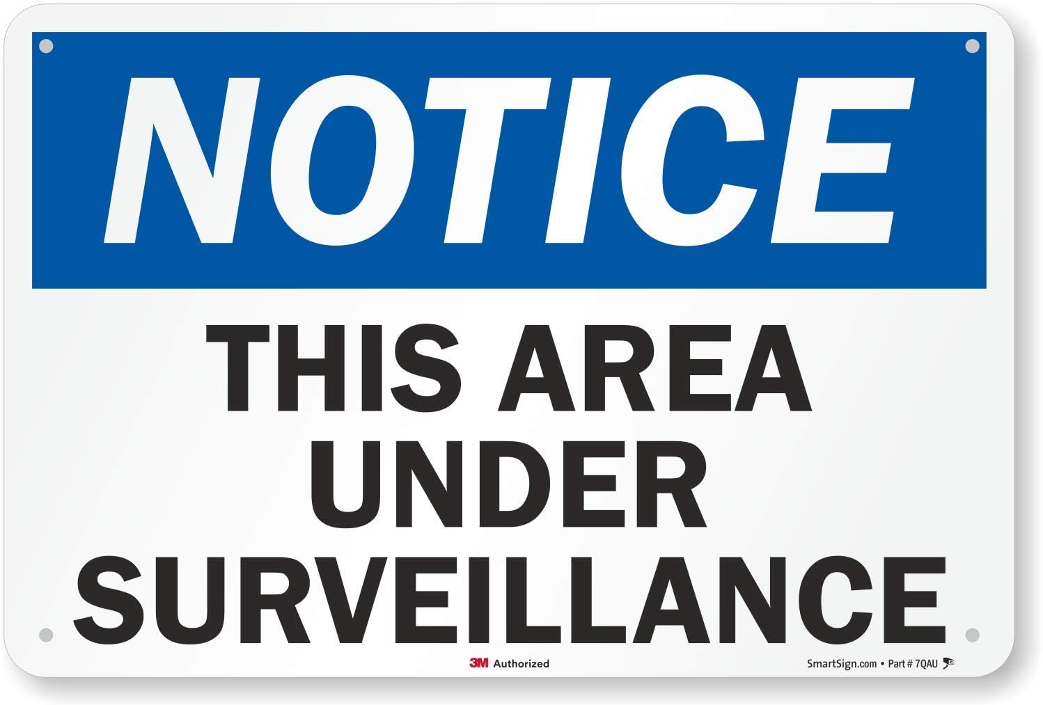 SmartSign "Notice - This Area Under Surveillance" Sign | 12" x 18" 3M Engineer Grade Reflective Aluminum