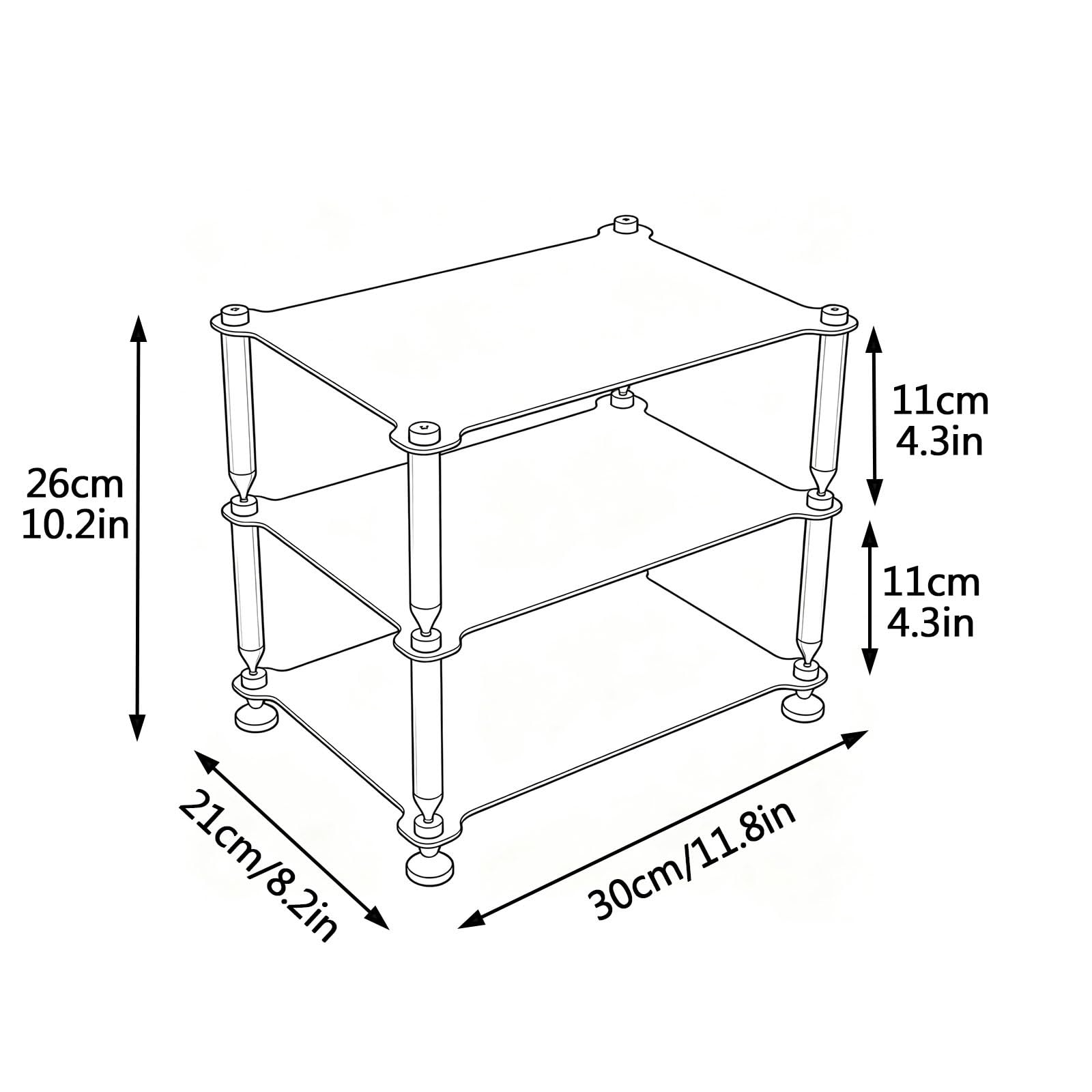 HiFi-Rack, dreistöckiges offenes teilbares Audio-Geräterack aus Vollaluminium mit stoßdämpfenden Füßen für Wohnzimmer und Büro