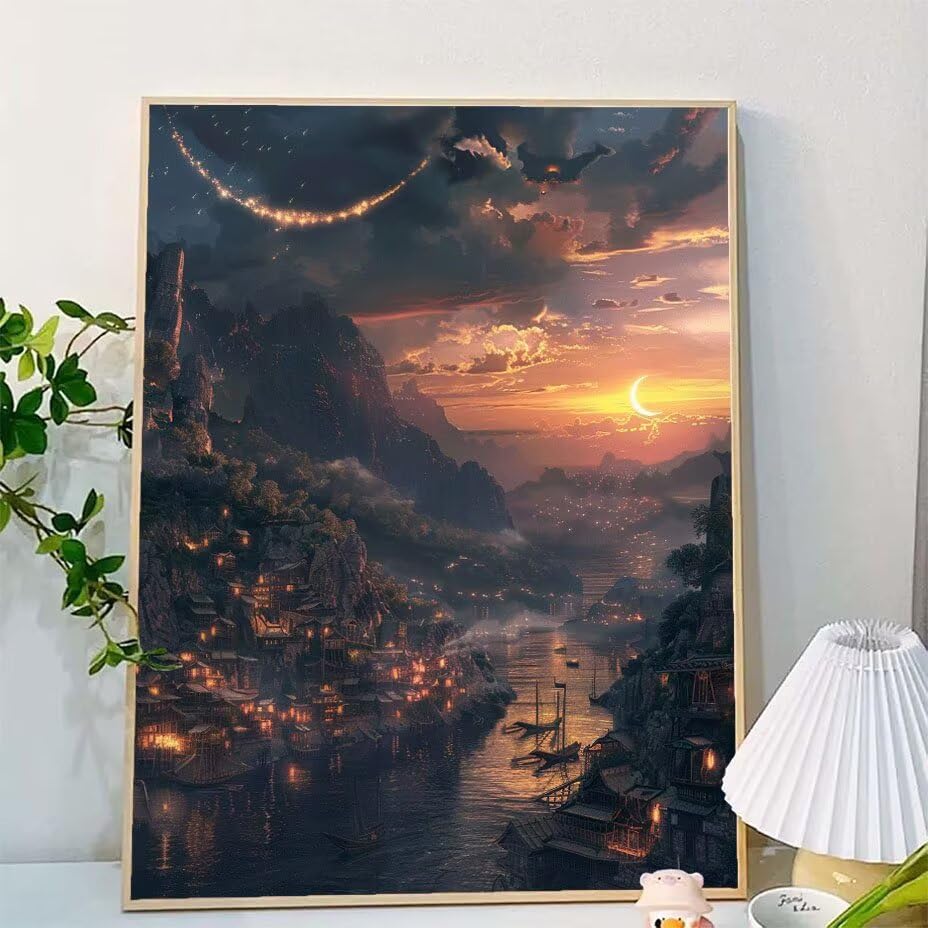 Manualidades pintura con numeros de paisaje lunar para desconectar del estres cotidiano 2