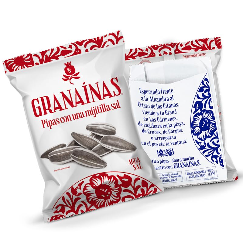 Pipas Granainas Agua y Sal con una Mijitilla de Sal | Sol de Alba | Expositor con 10 Bolsas de 110 g | Semillas de Girasol Tostadas al Punto Justo | Snack Natural, Crujiente y Sabroso