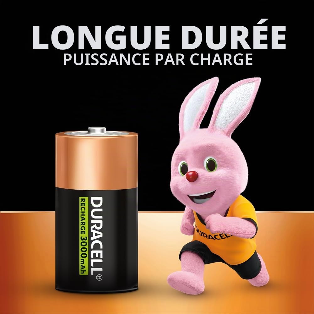 4 x Duracell C Rechargeables 3000 mAh HR14/DC1400 (2 ampoules de 2 batteries) 4 piles