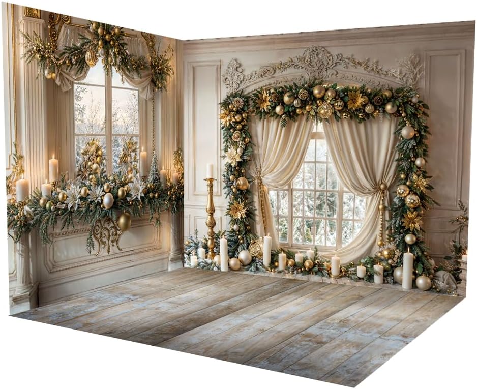 Kate Christmas Backdrops Christmas Window Room Set White Xmas Photo Backdrops(10x8ft,10x8ft,8x8ft) Window White Style