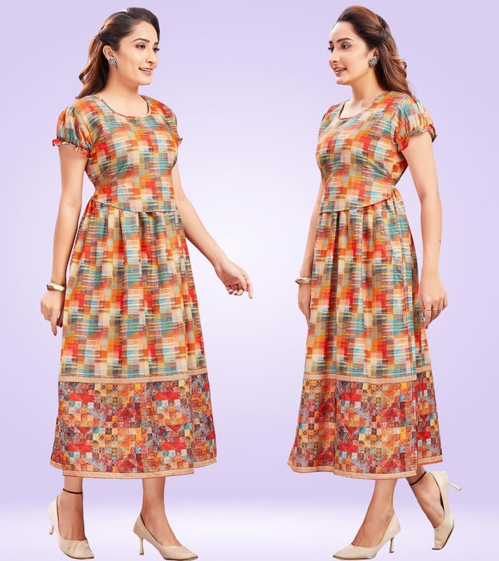 Image of RITIJYA Zipless Feeding Kurtis & Dresses for Women | Zipless Maternity Wear Gown Pregnancy Dress for Nursing Mothers | Viscose Rayon | Stylish & Comfortable | S to 4XL | Washable & Durable