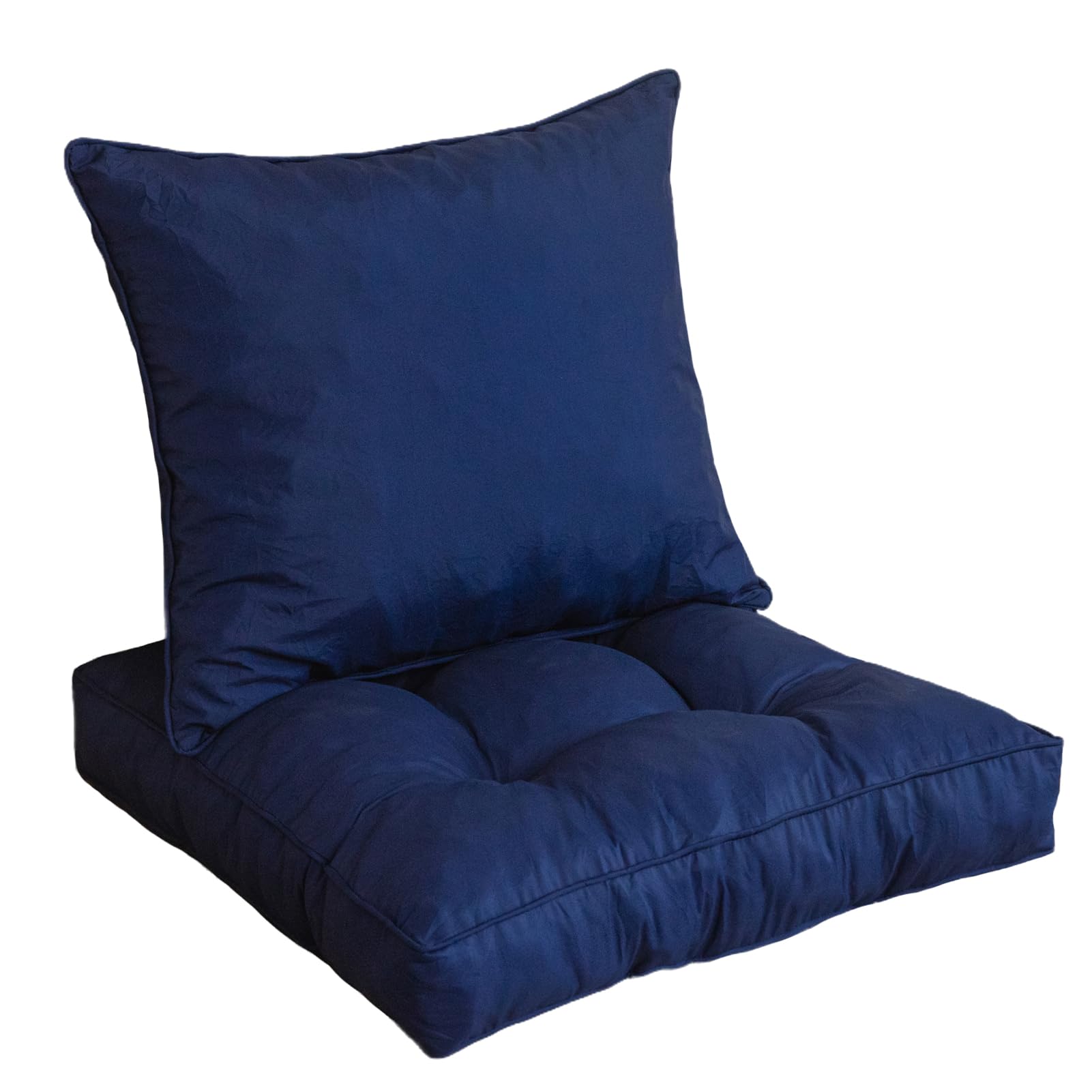 HIGOGOGO Outdoor Cushions for Patio Furniture, Outdoor Seat Cushions 24 x 24 with Fade Resistant Waterproof Removable Cover for Yard Garden Deck, Blue