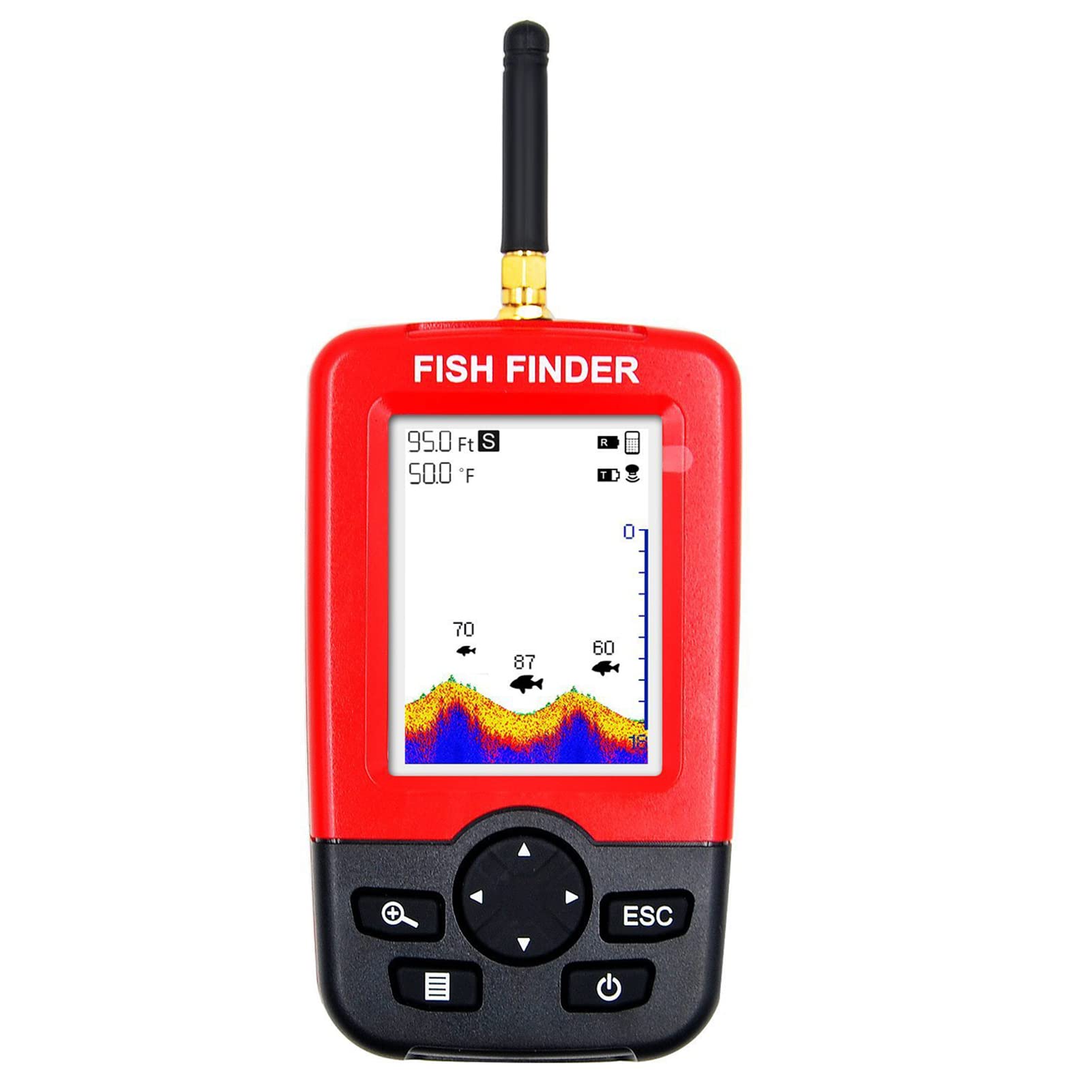 Ecoscandaglio portatile da 36,6 m - LCD ricaricabile per pescatori di kayak