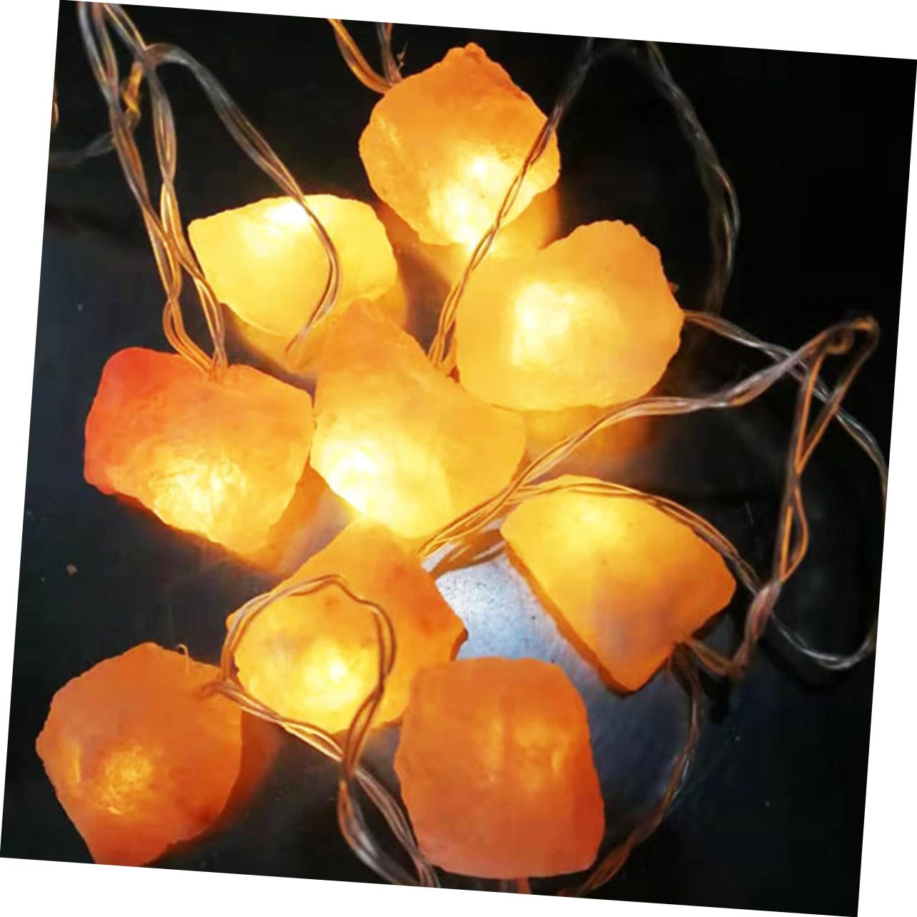 Lampada Stringa Decorativa in Pietra Arancia 10 LED, Luce Soffusa | Effetto Morbido, Luce D’Ambiente, per Caffè e Feste, Atmosfera Serale Accogliente