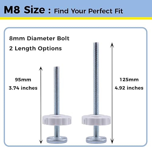 Miniatura 9 de Paquete de 4 varillas de husillo para puerta de bebé, M8 x 4.921 in (0.315 in de diámetro), pernos de tensión de repuesto universales para puertas