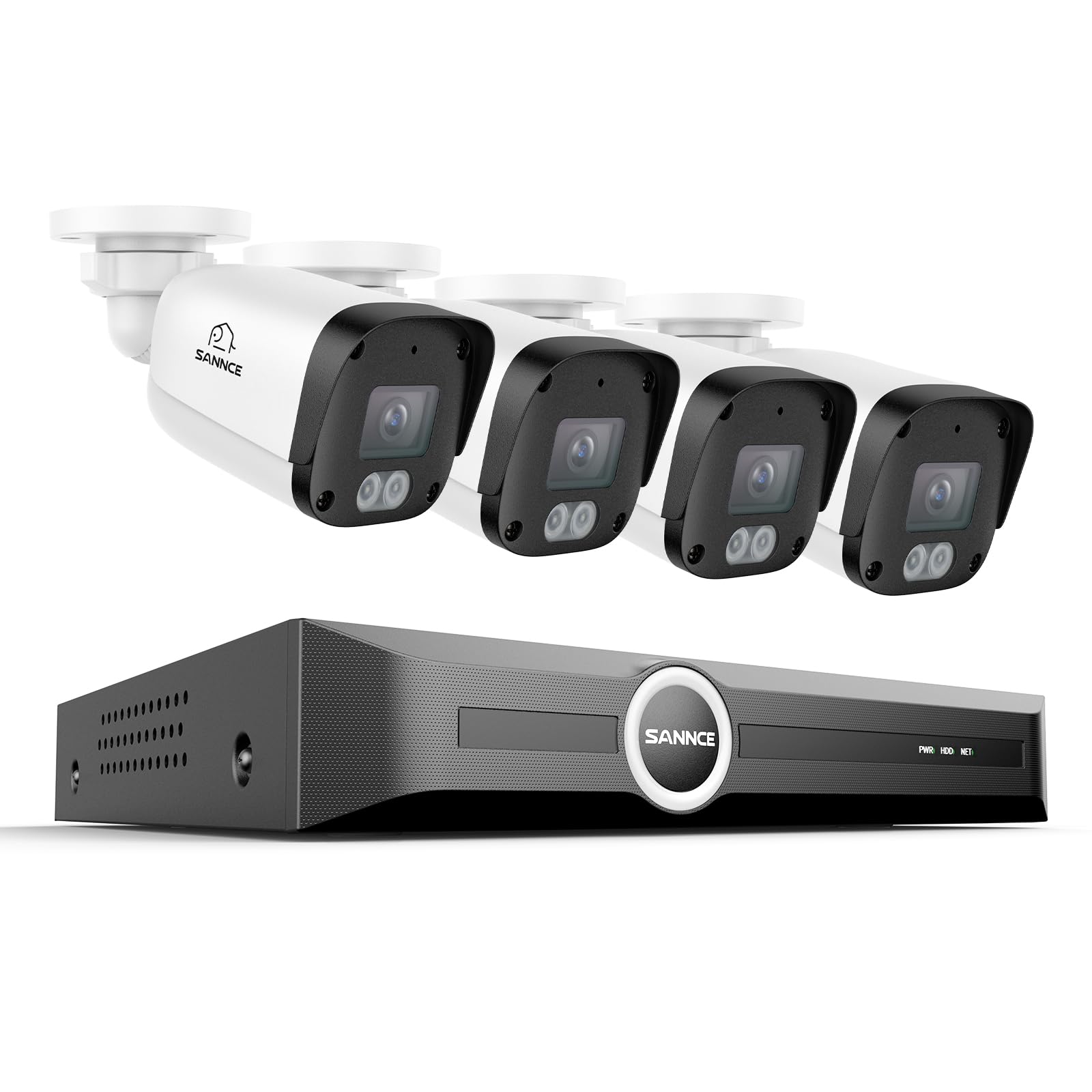 SANNCE 5MP PoE Security System, 8CH 6MP Surveillance NVR with 4PCS 5MP HD Weatherproof Bullet Cameras with H.265 Video Compression, Smart IR LED, APP