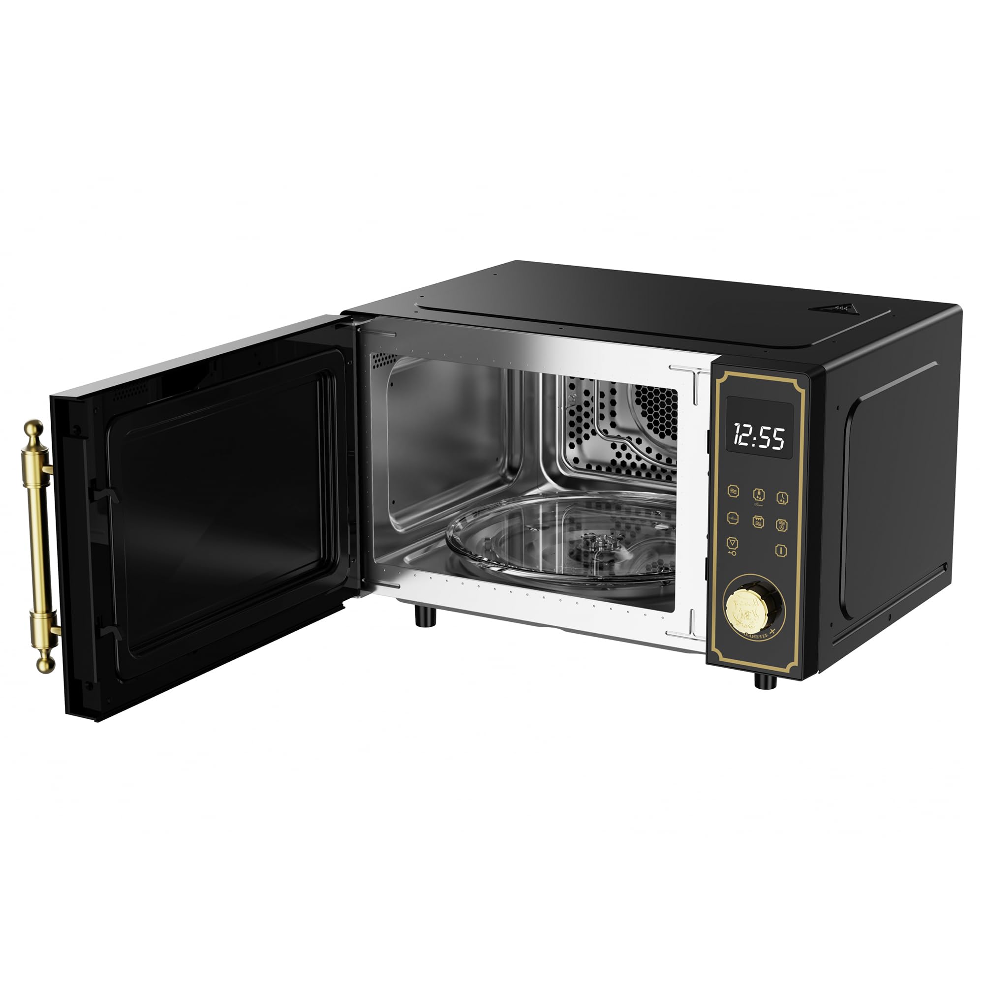 Kaiser Empire M 2530 Four micro-ondes rétro noir 25 l 1200 W barbecue 2200 W chaleur tournant FullTouch verre métal