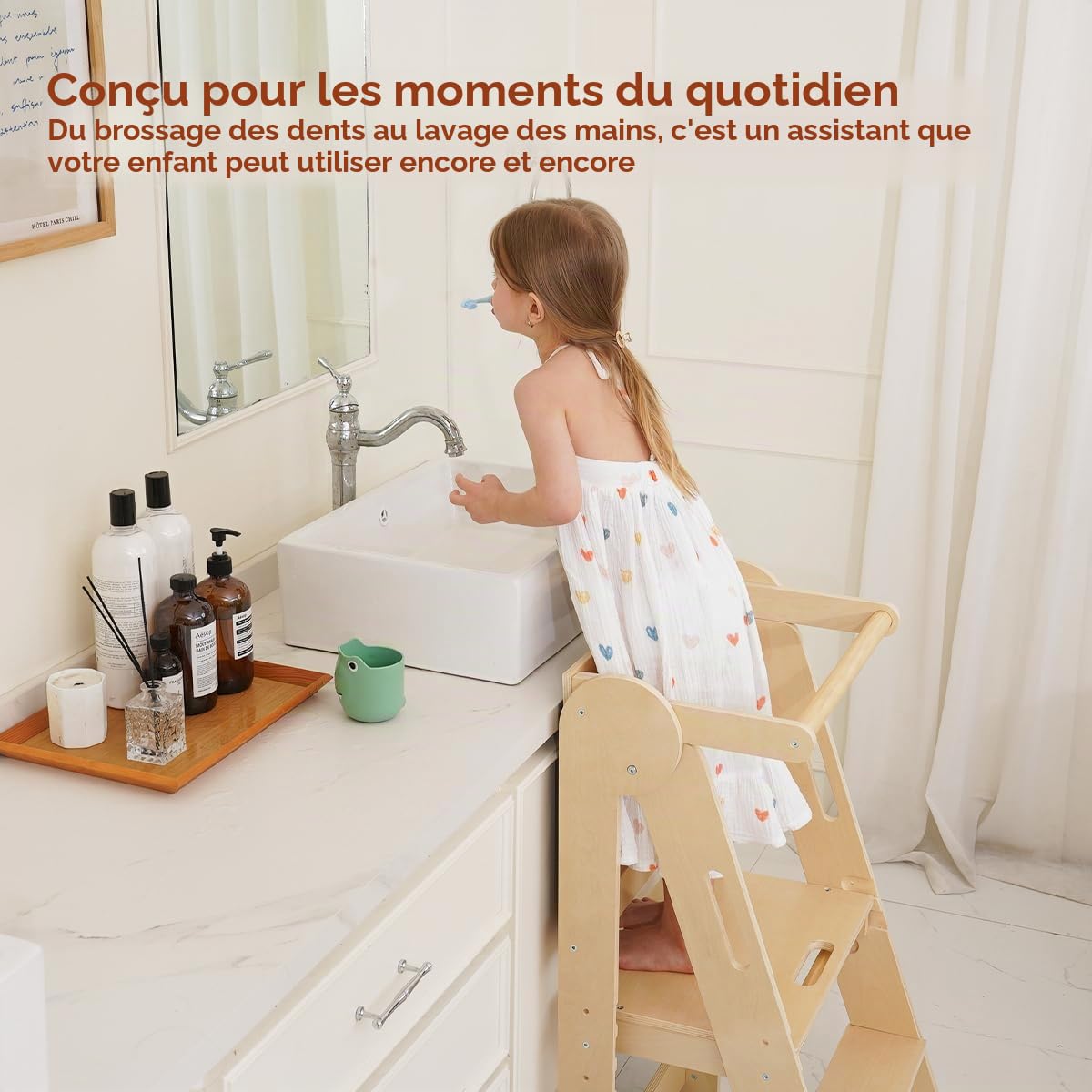 Tour d'observation Montessori Pliable Enfant avec 3 Hauteurs Réglables