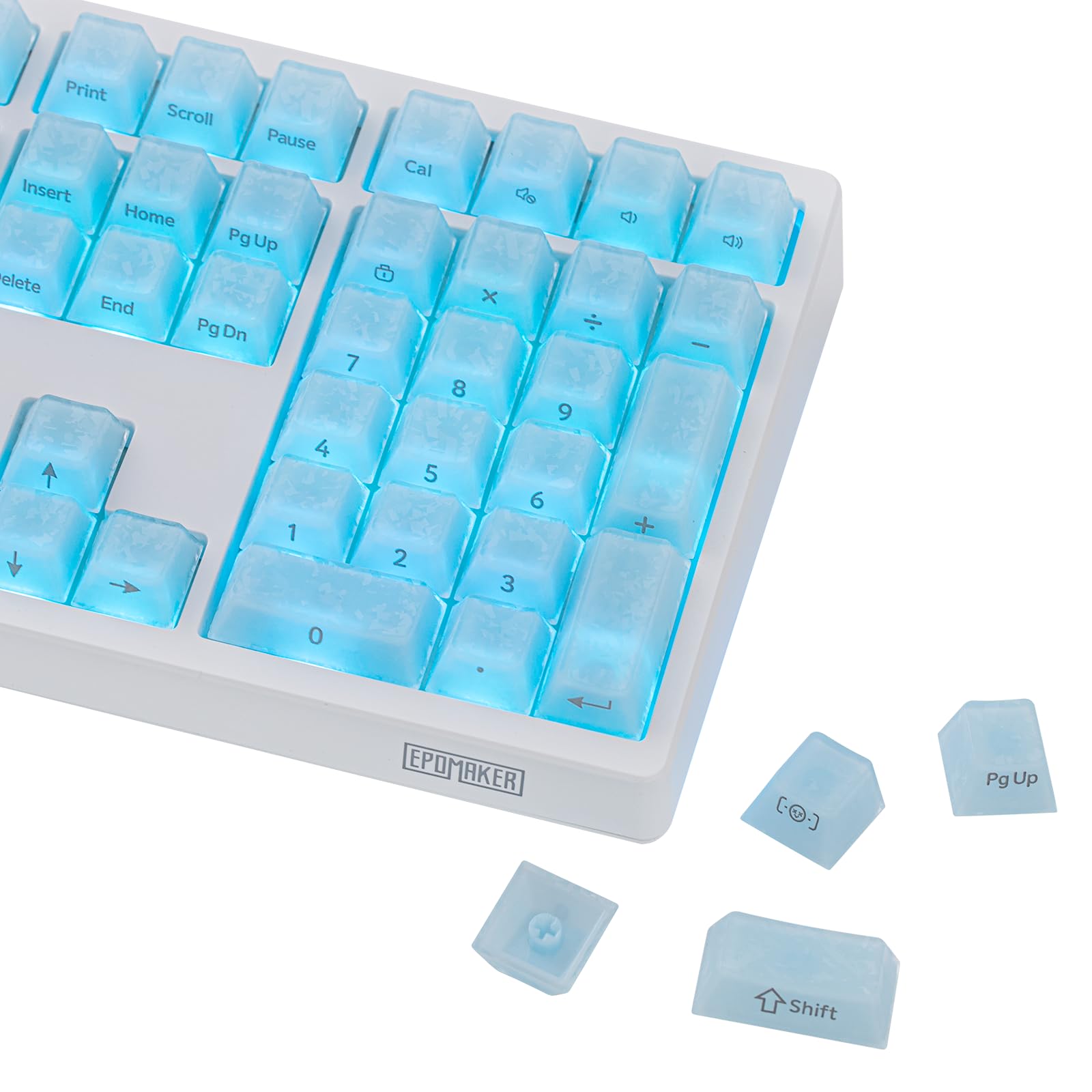 EPOMAKER Frost Jelly Keycaps Set, 126 Keys Forged Carbon Fiber Keycaps | Cherry Profile, ABS+PC, MX-Style Compatible for 61/68/84/87/98/100/104/108 ANSI Layout Mechanical Gaming Keyboards (Blue)-image-6