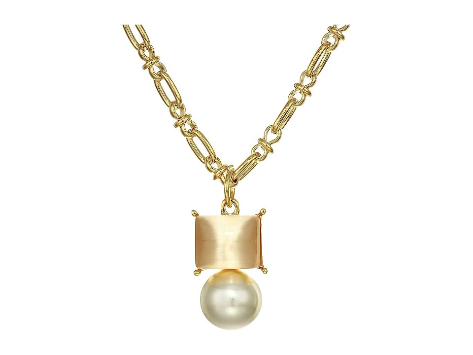 

Vince Camuto 28 Pendant Necklace (Gold/Ivory Pearl/Carnelian Cats Eye) Necklace