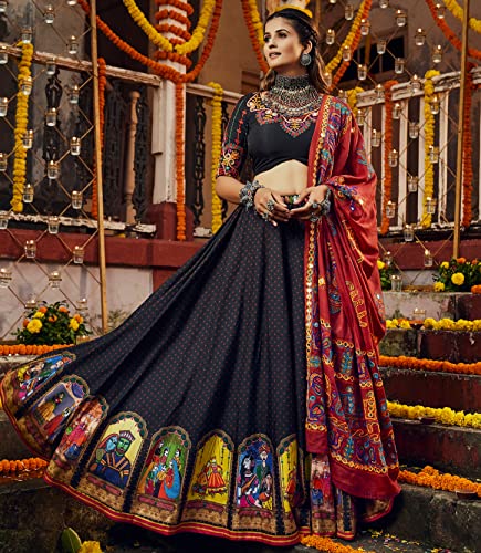 Aches Women's Maslin Cotton Navratri Collection Dandiya Raas Lehenga Choli With Dupatta - Image 3