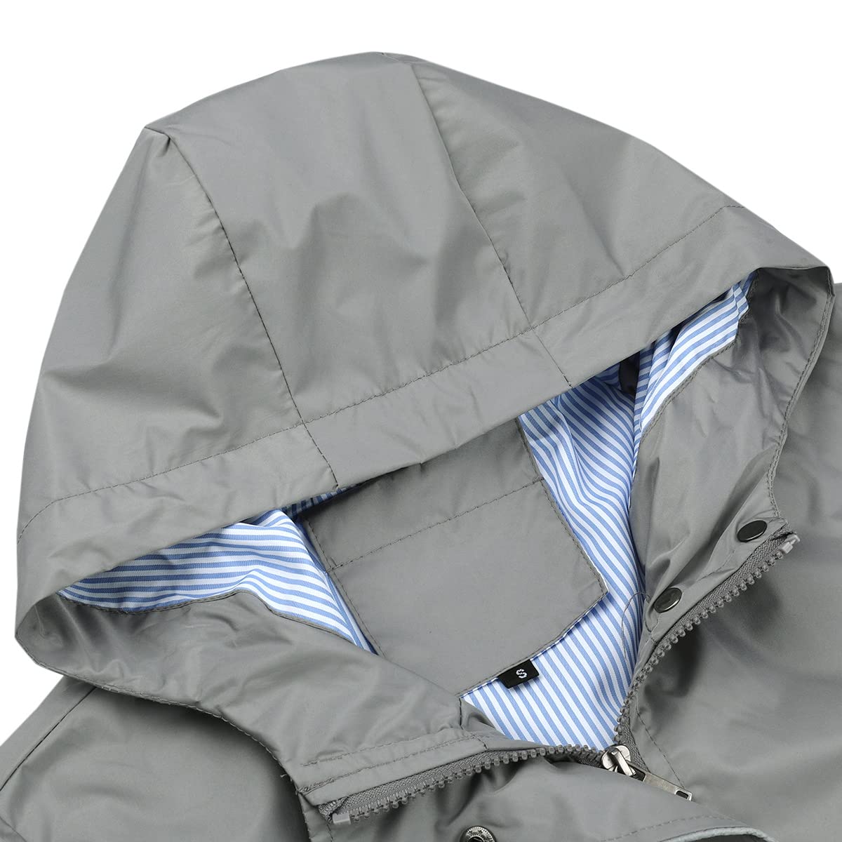YUNCLOS - Abrigo impermeable para mujer, elegante, cortavientos con capucha, largo y delgado, color sólido