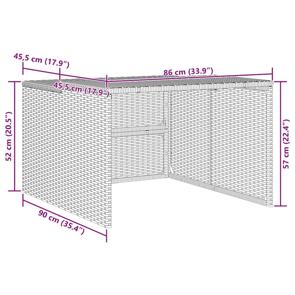 Garaje para robot cortacésped, gris, 86 x 90 x 52/57 cm, polirratán, resistente a la intemperie, protección para herramientas de jardín, resistente al polvo, resistente a los rayos UV
