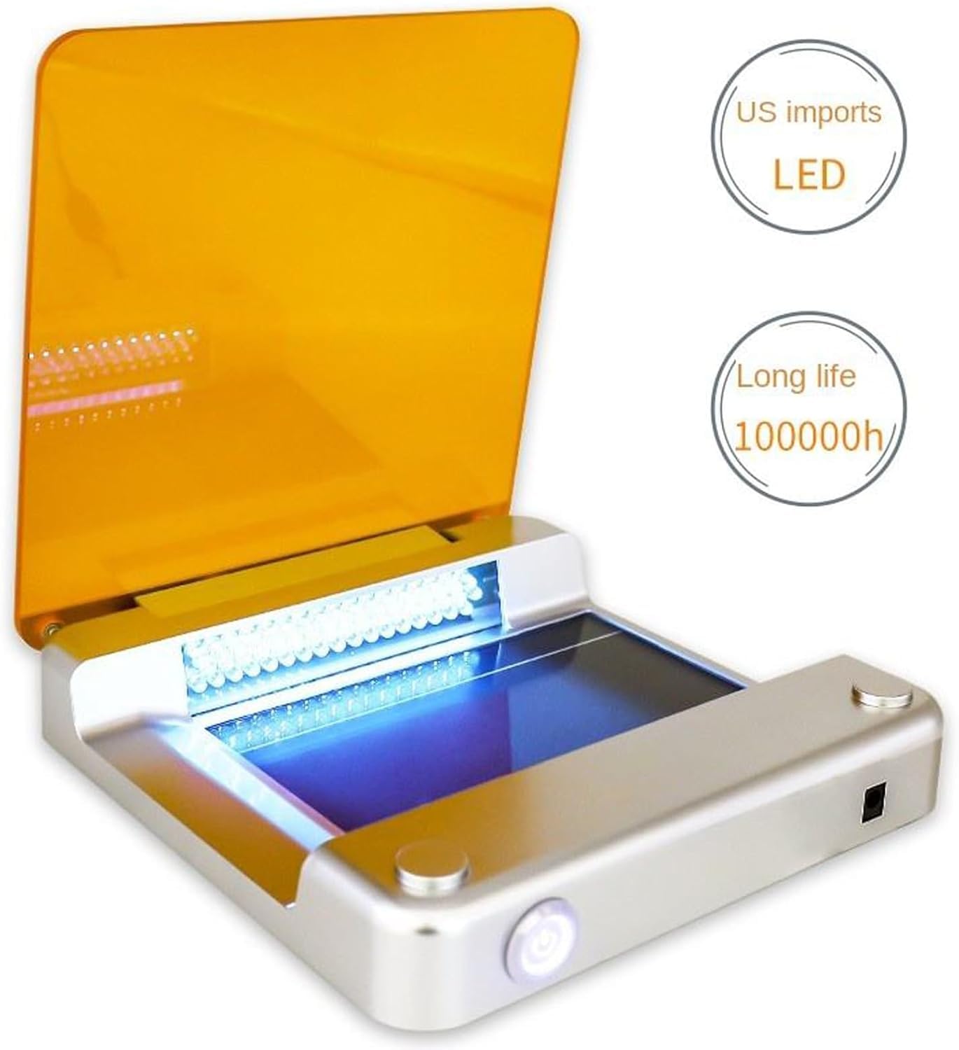Transiluminador de luz azul de 160 x 70 mm con filtro ámbar, longitud de onda máxima de 470 nm, intensidad ajustable para electroforesis en gel y observación de laboratorio
