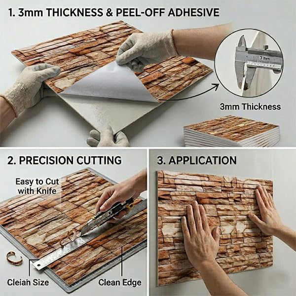 Image of OCEANSKY Brown Abstract Design Marble UV Panels, Pack of 16