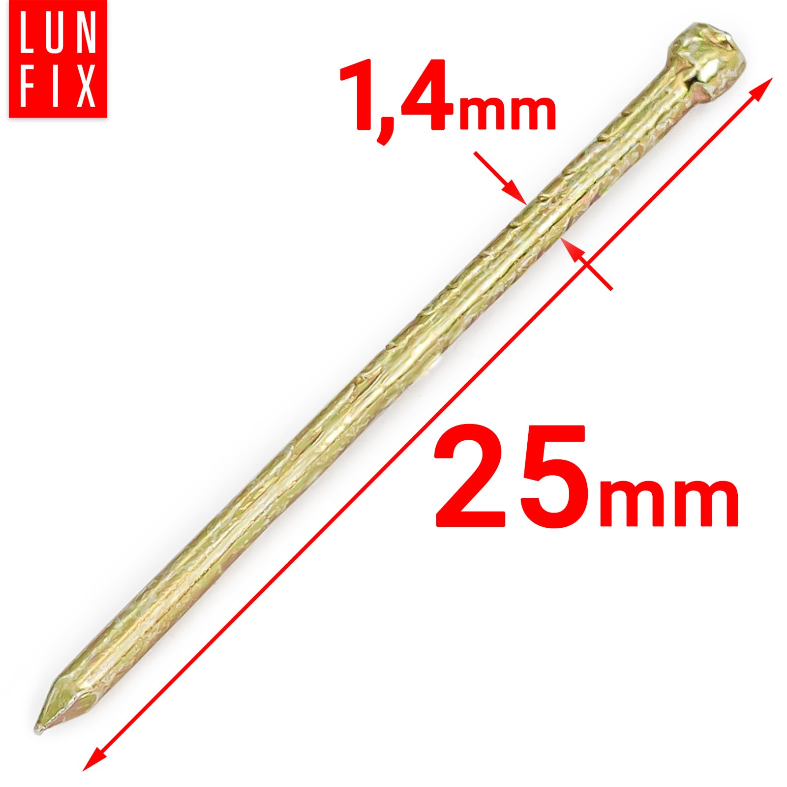 Stalowe gwoździe 1,4 x 25 mm (5 kg), żółta główka do prac budowlanych, ocynkowane gwoździe budowlane, gwoździe o długości 25 mm, do dekoracji domu, DIY, ramek na zdjęcia, rzemiosła