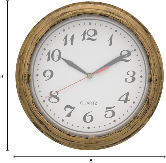 Reloj de Pared Vintage Silencioso 8 Pulgadas Dorado - SAC SMARTEN ARTS miniatura 3
