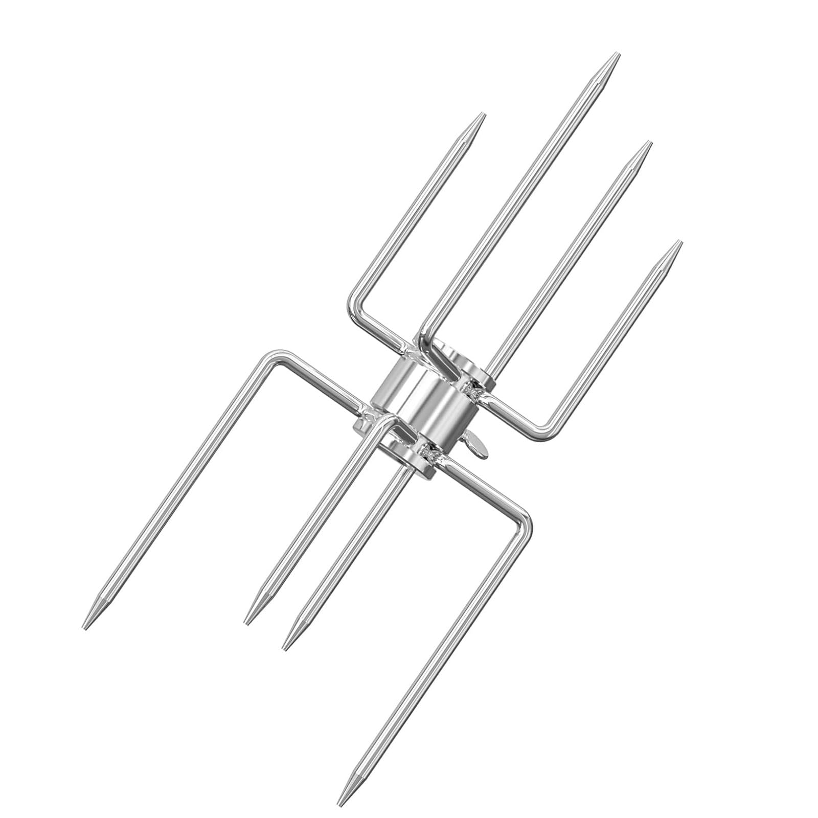 Jazuaiao Premium Double Head Rotisserie Fork with Nonslip Handle Rotating Fork for Safe and Comfortable Grilling Nonslip Barbecue