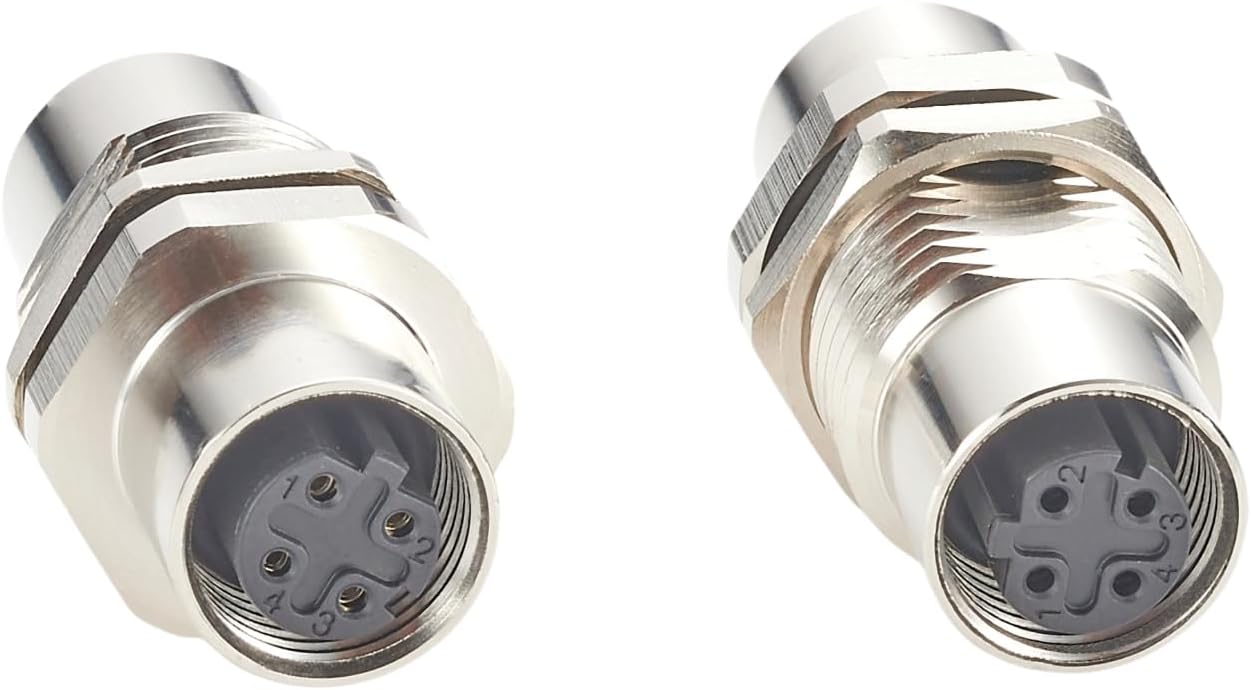 M12 D Code 4 Pin Bulkhead Connector Profinet IP67 Shielded Female to Female Gender Changer Panel Mount Cat5 Ethernet Circular Connector Socket for EtherCAT Modbus-TCP Sensor PLC (2PCS)