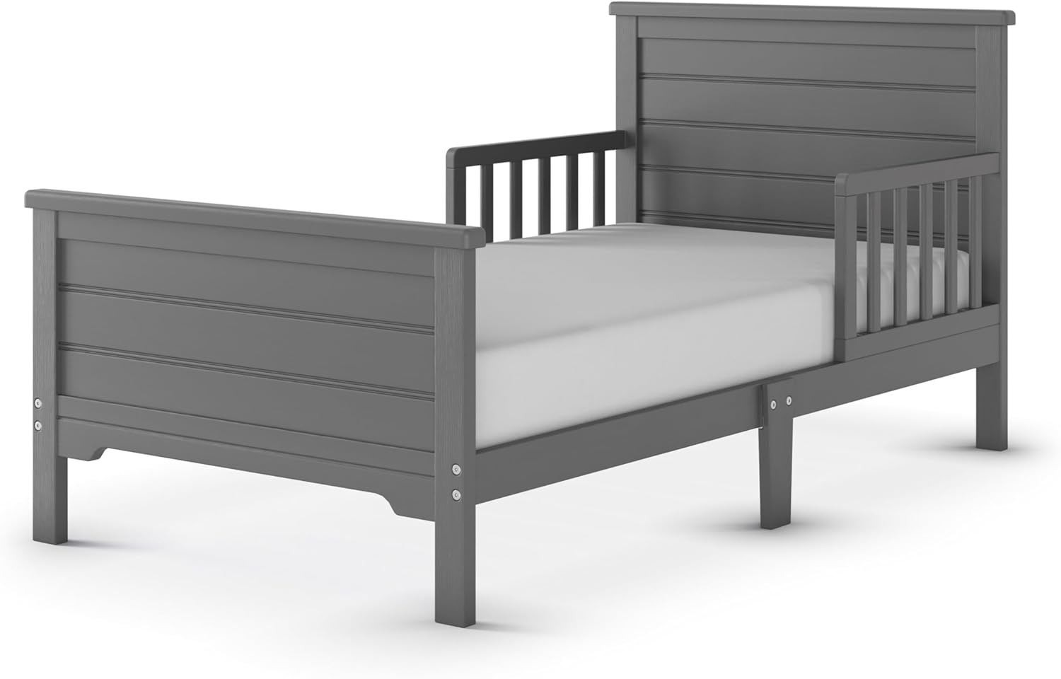 Child Craft Woodland Flat Top Toddler Bed for Kids with Guard Rails, Low to Ground Design, Made of Pinewood, Featuring Clean Lines to Match Any Décor (Brushed Pebble)