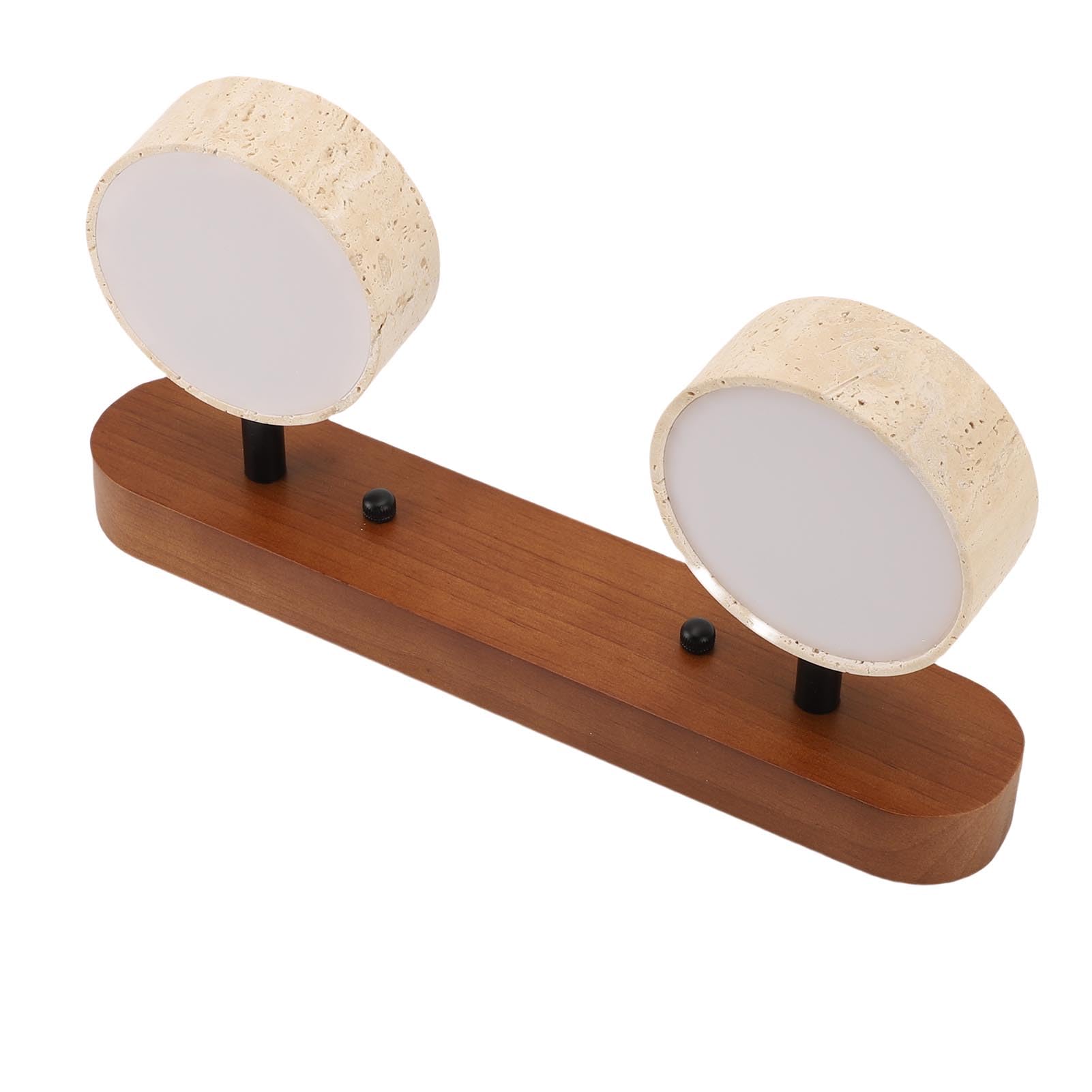 Aplique de Pared LED Giratorio Moderno con Marco de Piedra y Roble Accesorio de Baño de Tocador de 2 Luces para Entrada Cocina Vestidor Iluminación Ambiental Cálida Lámpara de Pared
