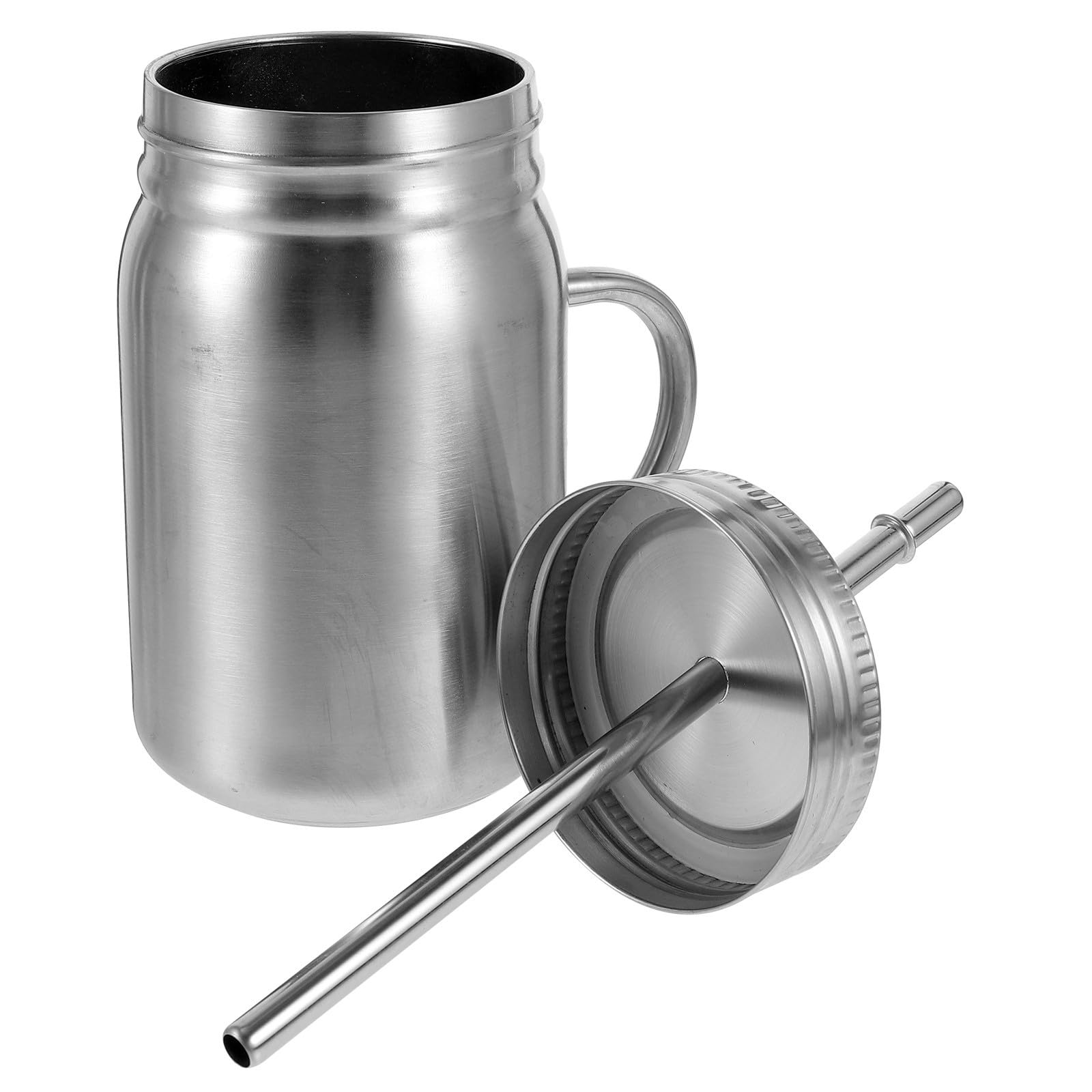 Vaso de acero inoxidable para cocina y uso en casa con tapa protectora y pajita de 500ml